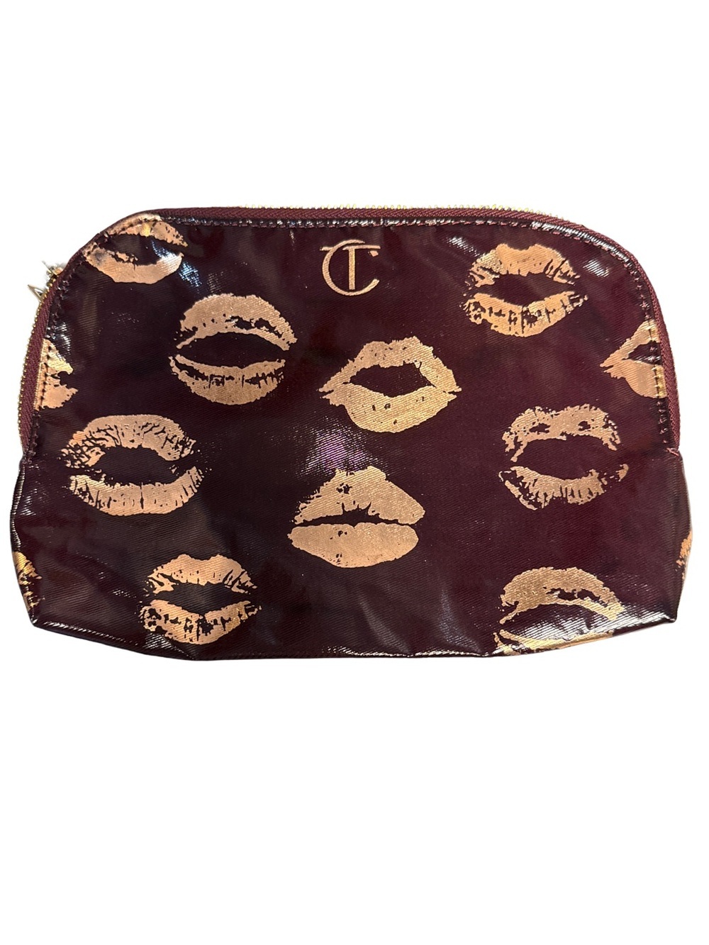 Charlotte Tilbury Limited Edition Gold Lip Print Cosmetic Bag / Pouch